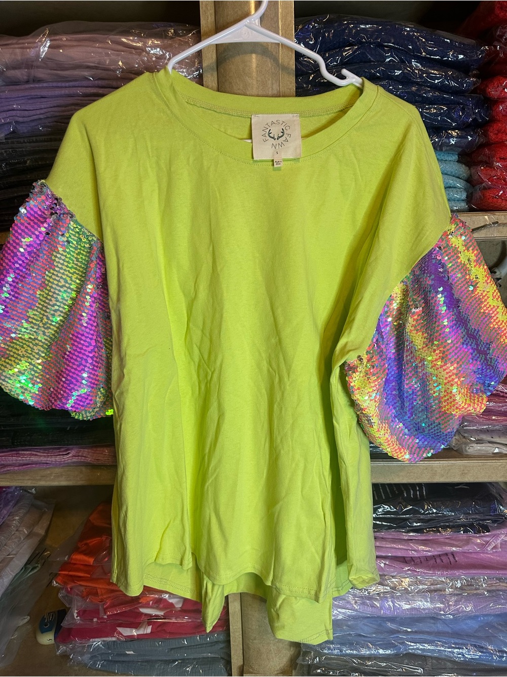 Fantastic Fawn Neon Lime Crewneck Tee